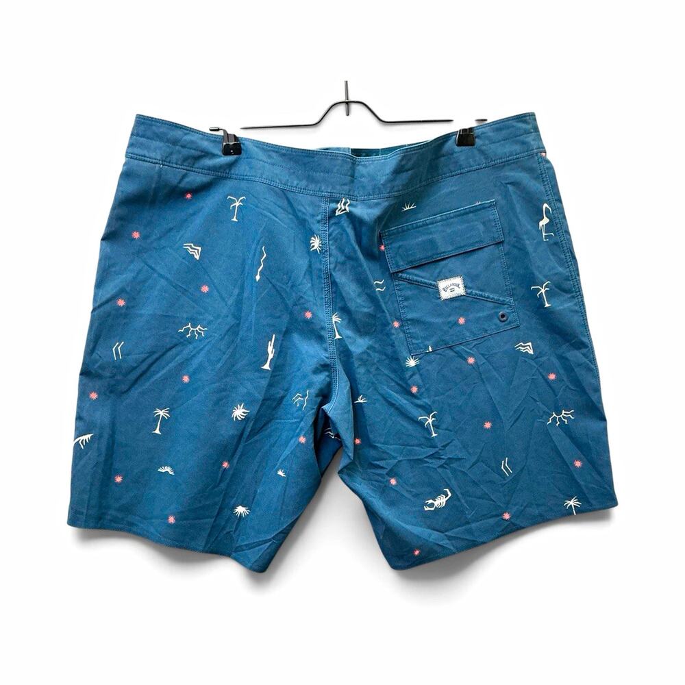 Billabong Men's Graphic Board Shorts Blue Drawstring Beach Swim Size 40